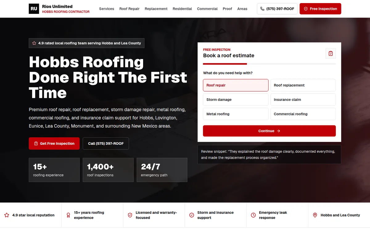 Homepage of the Rios Unlimited website